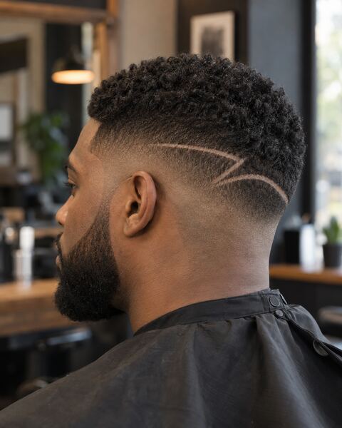 Geometric hair design fade barber portfolio example
