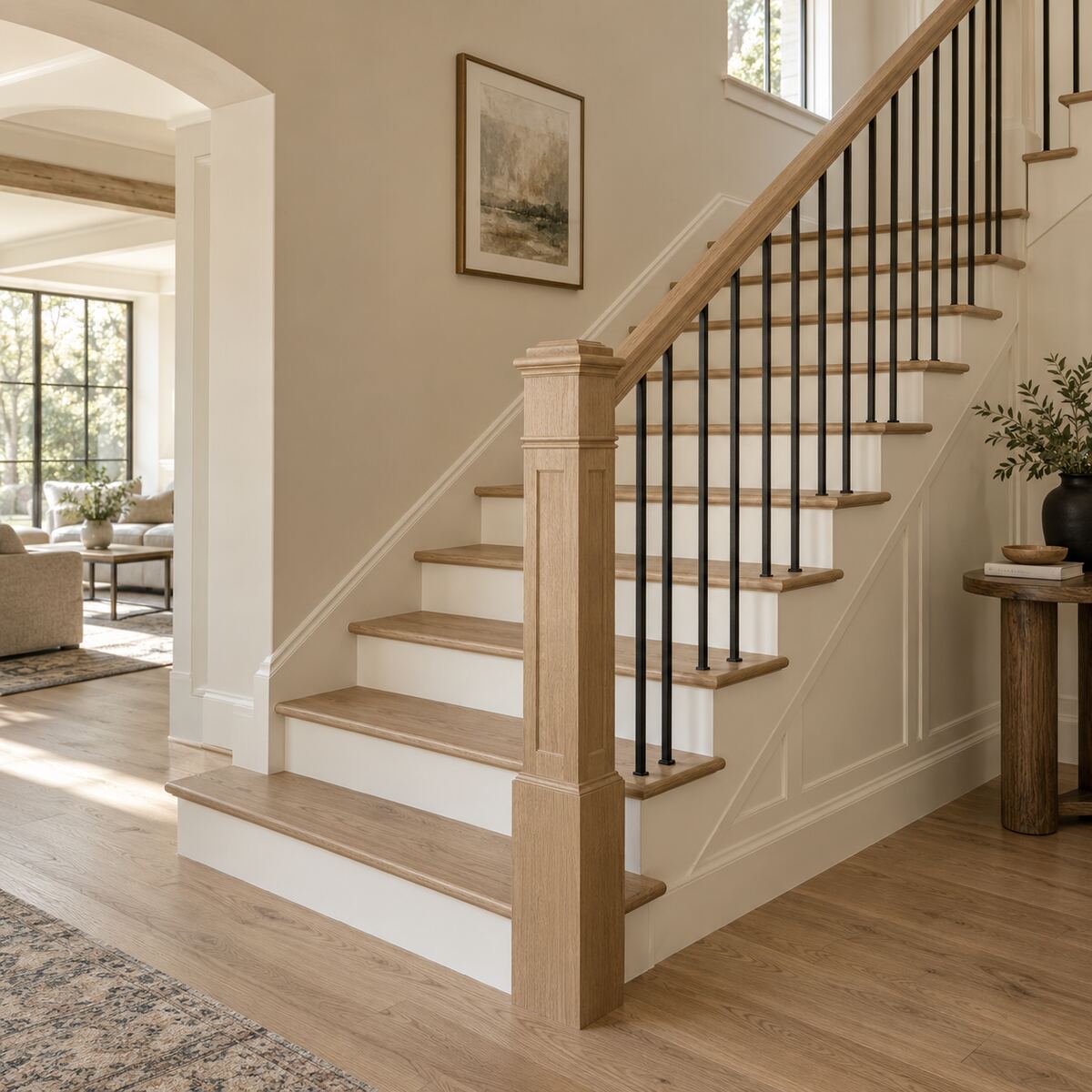 White oak staircase finish carpenter portfolio example