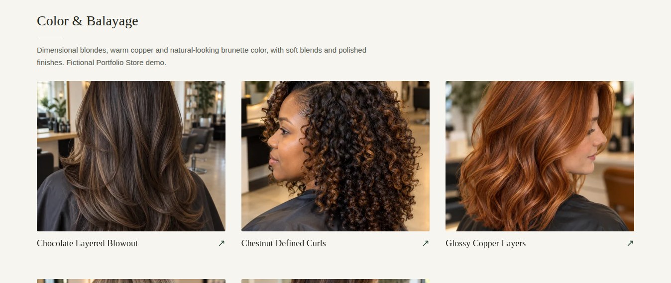 Portfolio Store Classic using the same hair colorist portfolio photographs