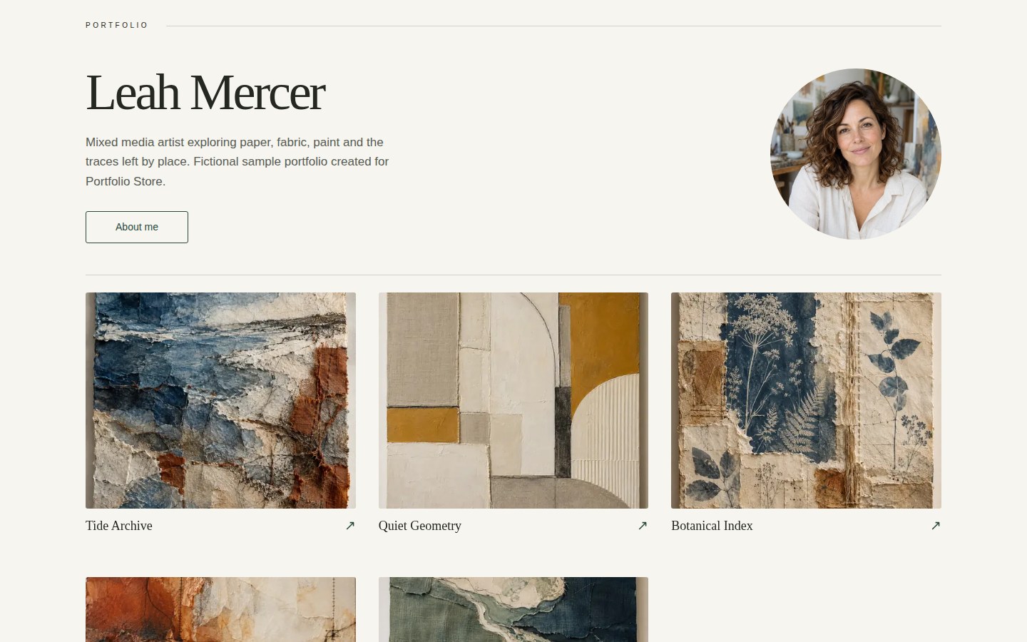Portfolio Store Classic using the same mixed media artist portfolio photographs
