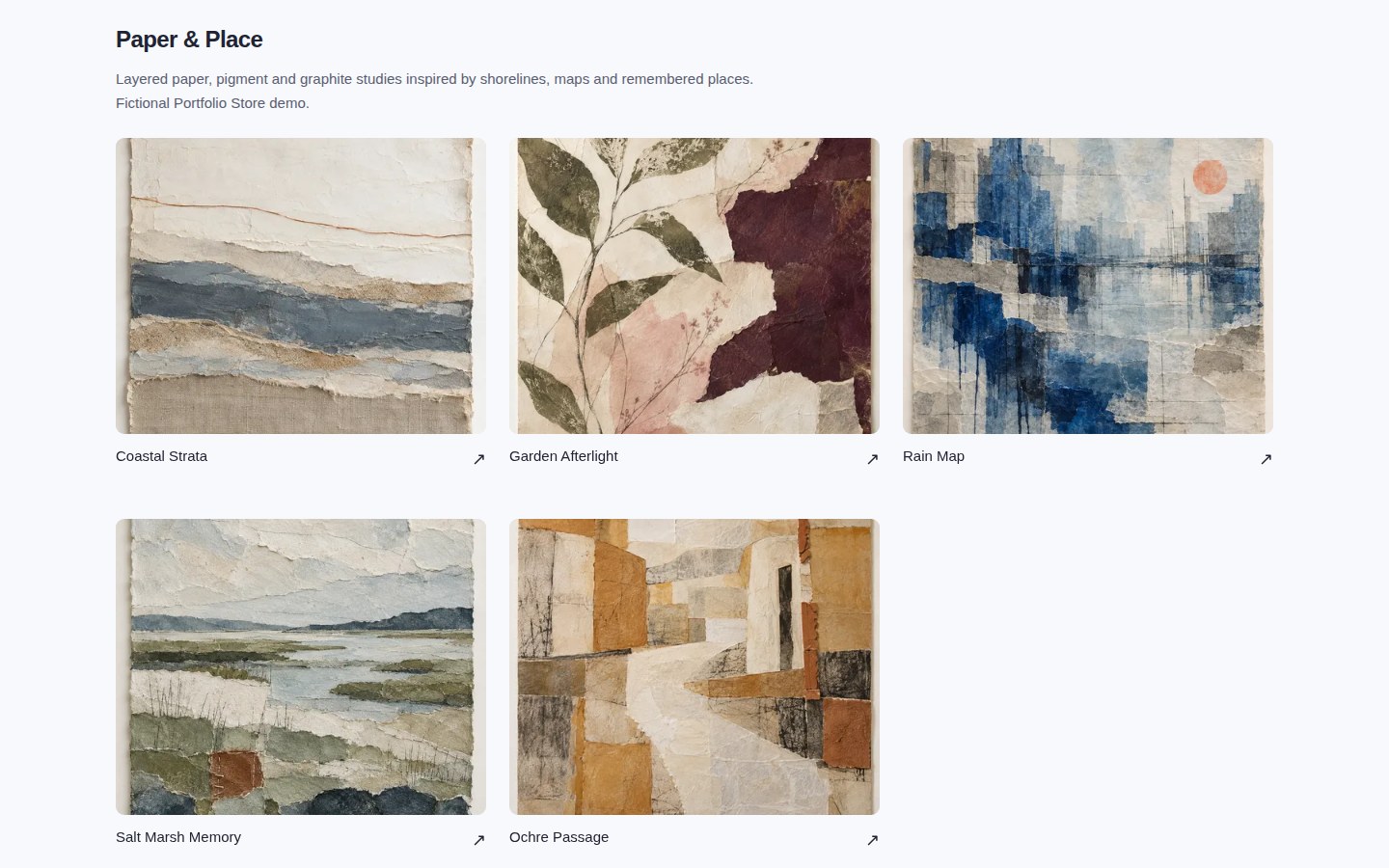 Real Modern desktop screenshot of Leah Mercer’s mixed media artwork and projects