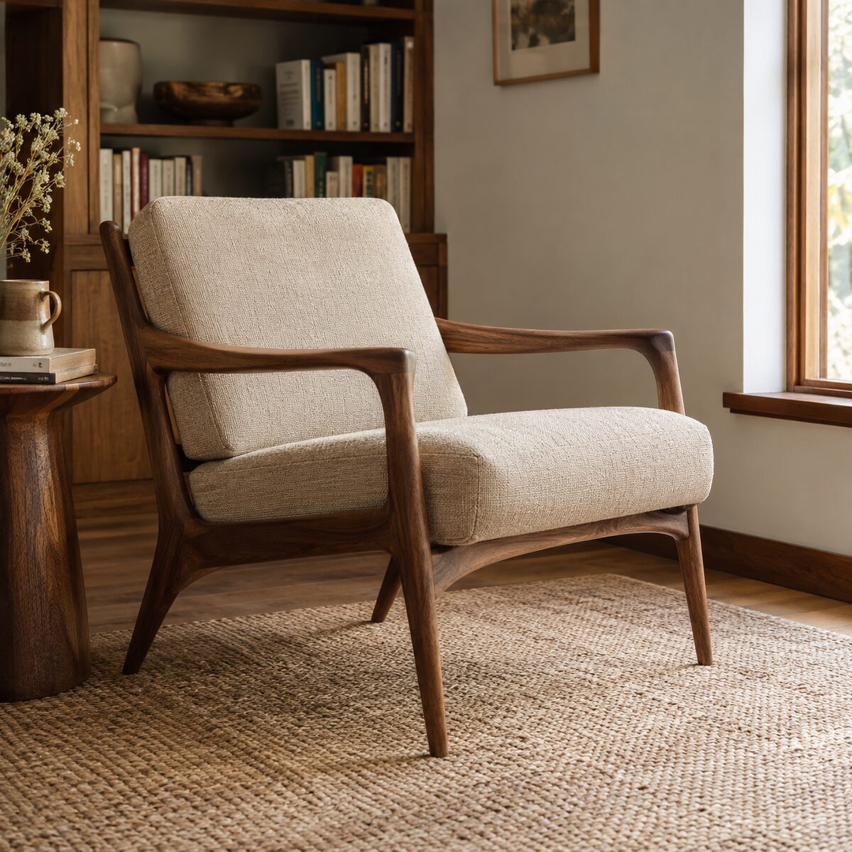 Walnut lounge chair woodworking portfolio example
